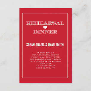 Invitations rouges de dîner de répétition de