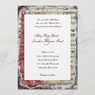 Invitations rouges de mariage de musique de Paris