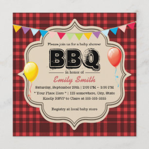 Invitations rouges de partie de BBQ de baby shower
