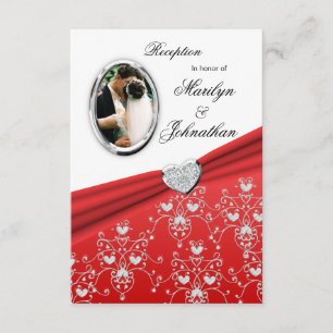 Invitations rouges de réception de damassé de