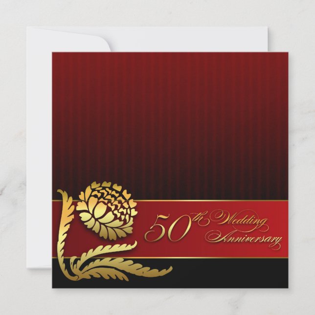 invitations rouges dorées pour 50ème anniversaire  (Devant)