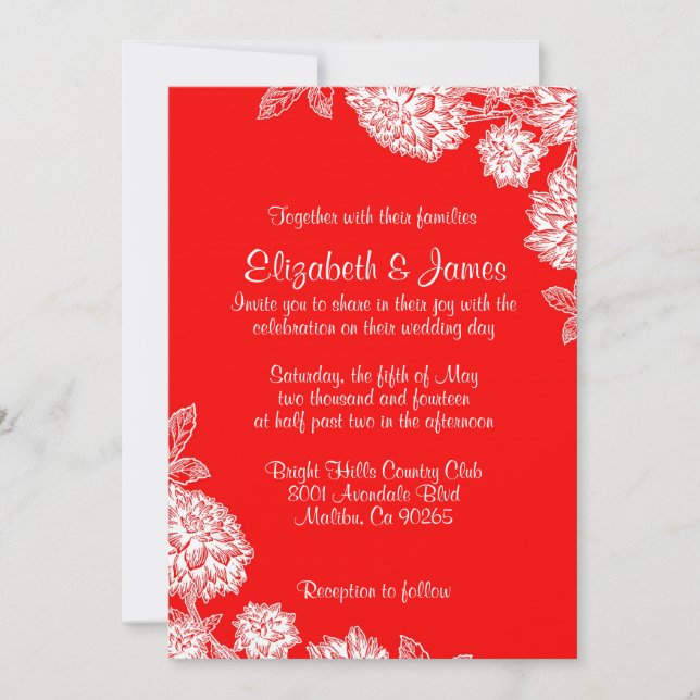 Invitations rouges élégantes de mariage (Devant)