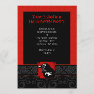 Invitations rouges et noires d'A7 de Raven de