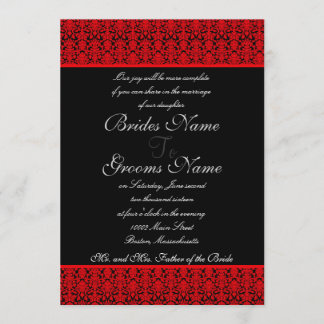 Invitations rouges et noires de mariage damassé