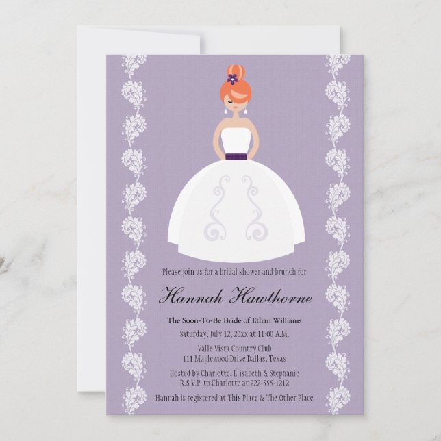 Invitations rousses de Fête de la mariée de lilas (Devant)