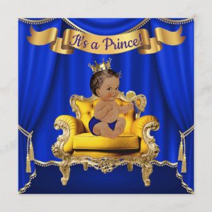 Invitations Royal Blue Gold Baby Shower