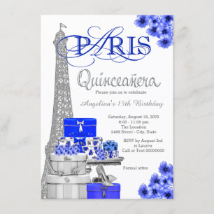 Invitations Royal Blue Paris Quinceanera
