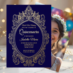 Invitations Royal Purple Gold Foil Quinceañera