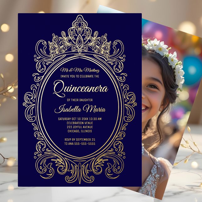 Invitations Royal Purple Gold Foil Quinceañera (Créateur téléchargé)