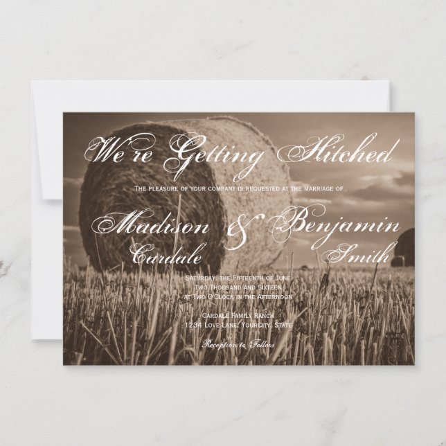 Invitations rurales rustiques de mariage de balle (Devant)