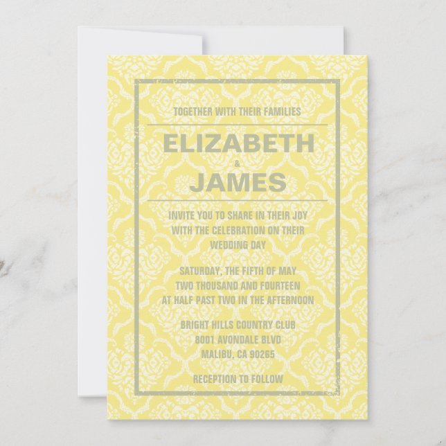 Invitations Russe Vintage Gold Mariage damassé (Devant)