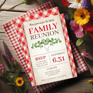 Invitations Rustic Red En vichy Family Reunion