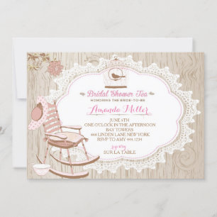 Invitations Rustic Wood Bridal Tea Party