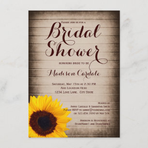 Invitations Rustic Wood Sunflower Bridal Douche