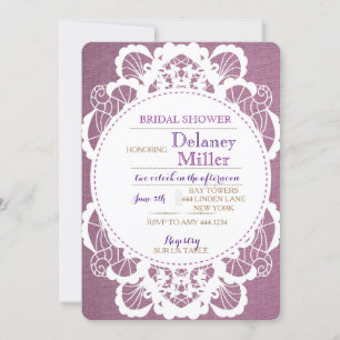 Invitations Rustique Burlap et dentelle de douche