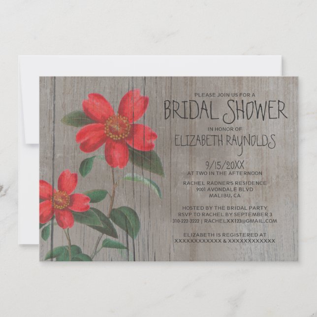 Invitations Rustique Camellia Bridal (Devant)