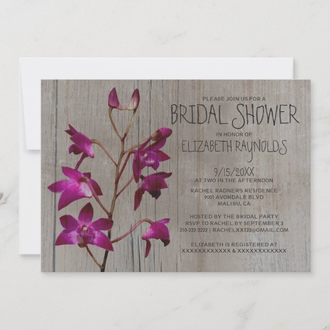 Invitations Rustique Dendrobium Orchid Bridal (Devant)