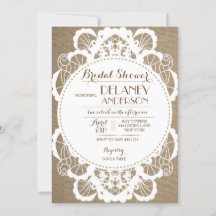 Invitations Rustique Lace Burlap Douche nuptiale