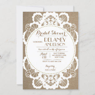 Invitations Rustique Lace Burlap Douche nuptiale