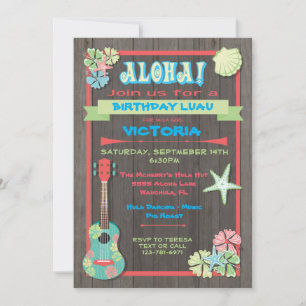 Invitations Rustique Luau Tropical Beach