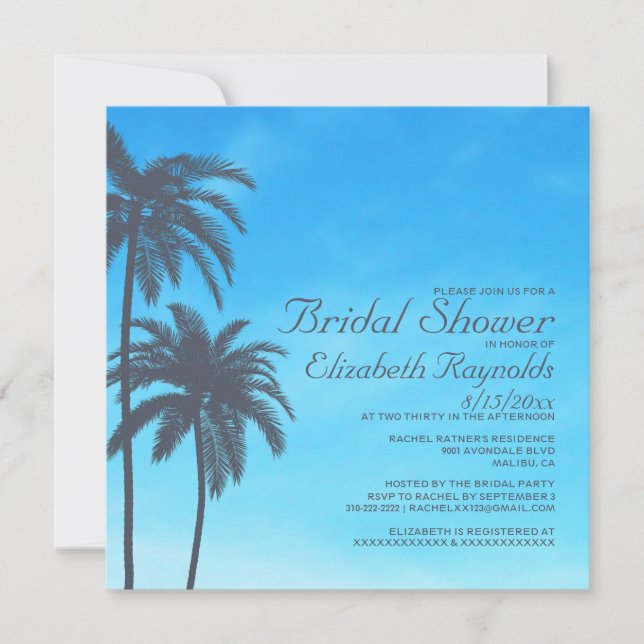 Invitations Rustique Palm Tree Bridal Show (Devant)