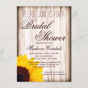 Invitations Rustique Sunflower Wood Bridal Douche