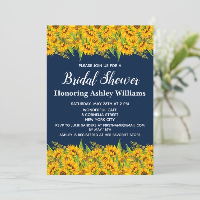 Invitations Rustique Tournesol Bridal Douche Flora (Debout devant)