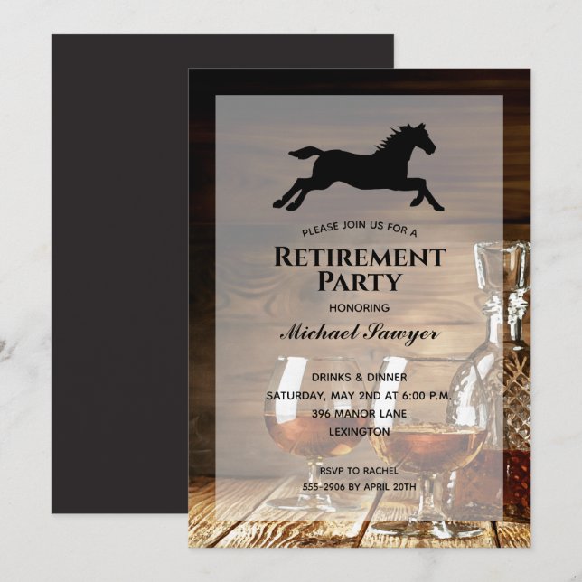 Invitations Rustique Whiskey Retirement Party (Devant / Derrière)