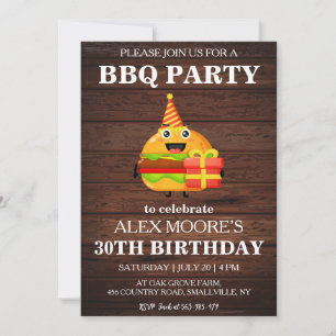 Invitations rustiques au barbecue de 30e anniversa