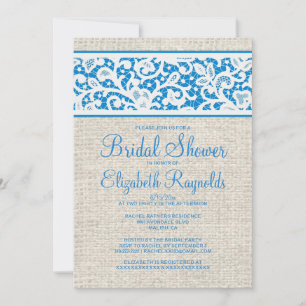 Invitations rustiques blanches bleues de Fête de