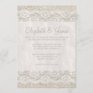 Invitations rustiques blanches de mariage de