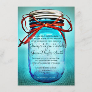 Invitations rustiques bleues de mariage campagnard