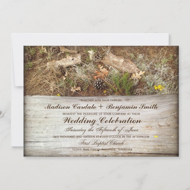 Invitations rustiques Camo et Mariage campagnard d (Devant)