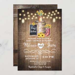Invitations rustiques de baby shower de tournesol