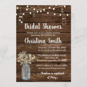 Invitations rustiques de Fête de la mariée avec