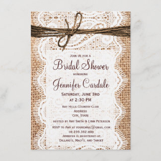 Invitations rustiques de Fête de la mariée de