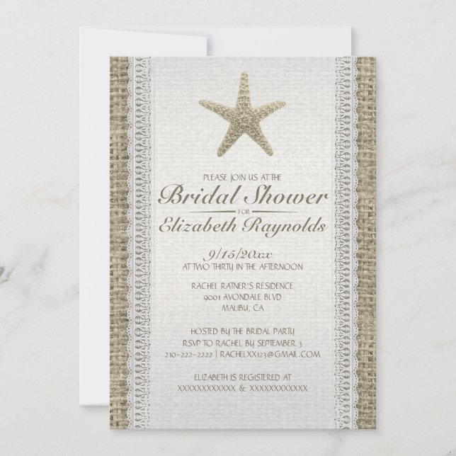 Invitations rustiques de Fête de la mariée de (Devant)