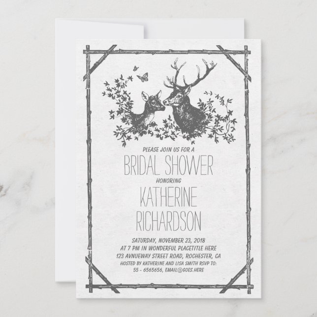 Invitations rustiques de la douche nuptiale avec c (Devant)