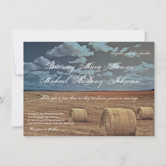 Invitations rustiques de mariage campagnard de (Devant)