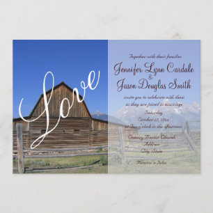 Invitations rustiques de mariage d'amour de grange