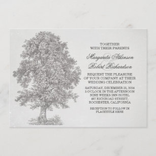 invitations rustiques de mariage d'arbre d'ol