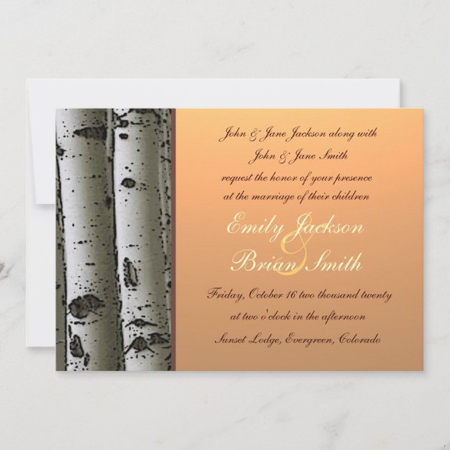 Invitations rustiques de mariage d'arbres de (Devant)