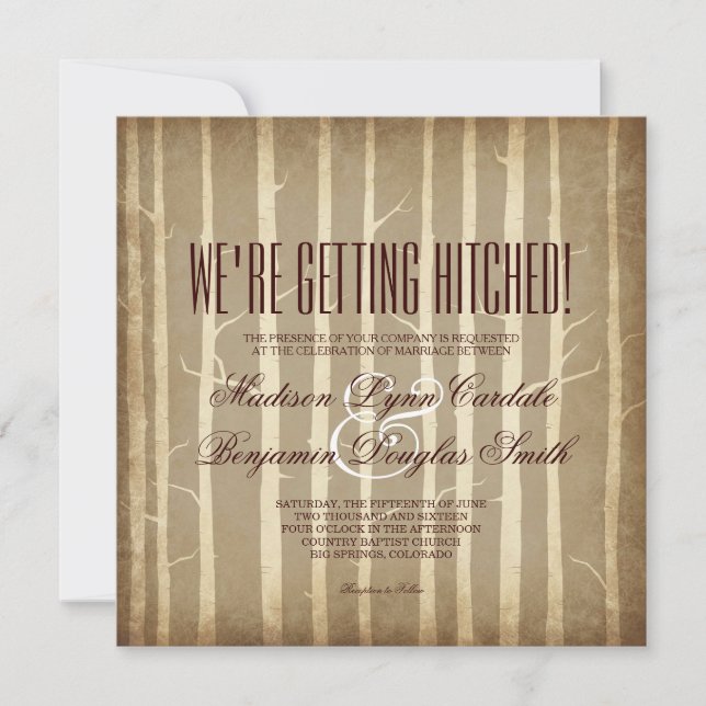 Invitations rustiques de mariage de automne (Devant)