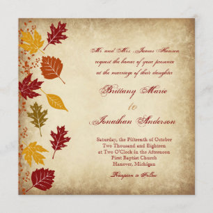 Invitations rustiques de mariage de automne