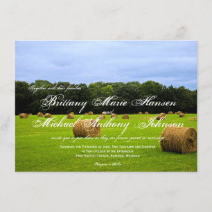Invitations rustiques de mariage de balles de foin