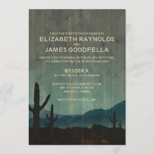 Invitations rustiques de mariage de cactus