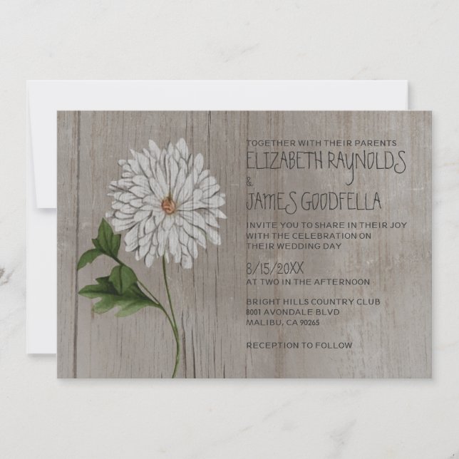Invitations rustiques de mariage de chrysanthème (Devant)
