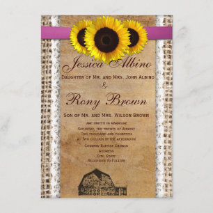 Invitations rustiques de mariage de dentelle de