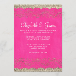 Invitations rustiques de mariage de dentelle de