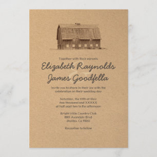 Invitations rustiques de mariage de ferme